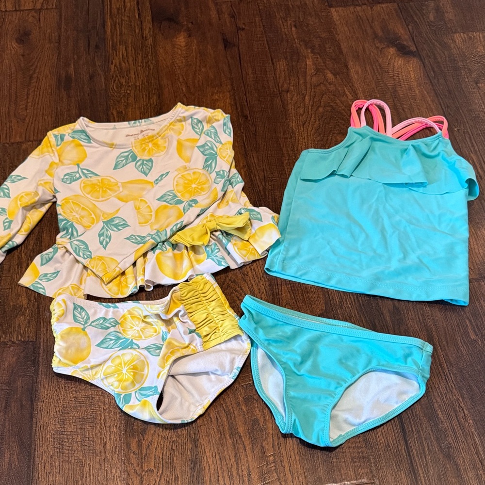 Tommy Bahama Yellow Lemon Print Rash Top with Aqua Tankini & Matching Bottoms